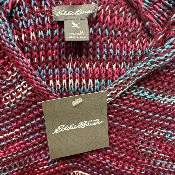 Eddie Bauer Women’s New Long Sleeve Pull Over Sweater Hoodie Sz M Dark Berry $90 - Picture 5 of 10